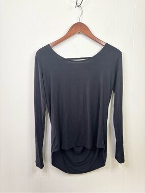 Montiel black long sleeve modal slinky long line t shirt size SM active